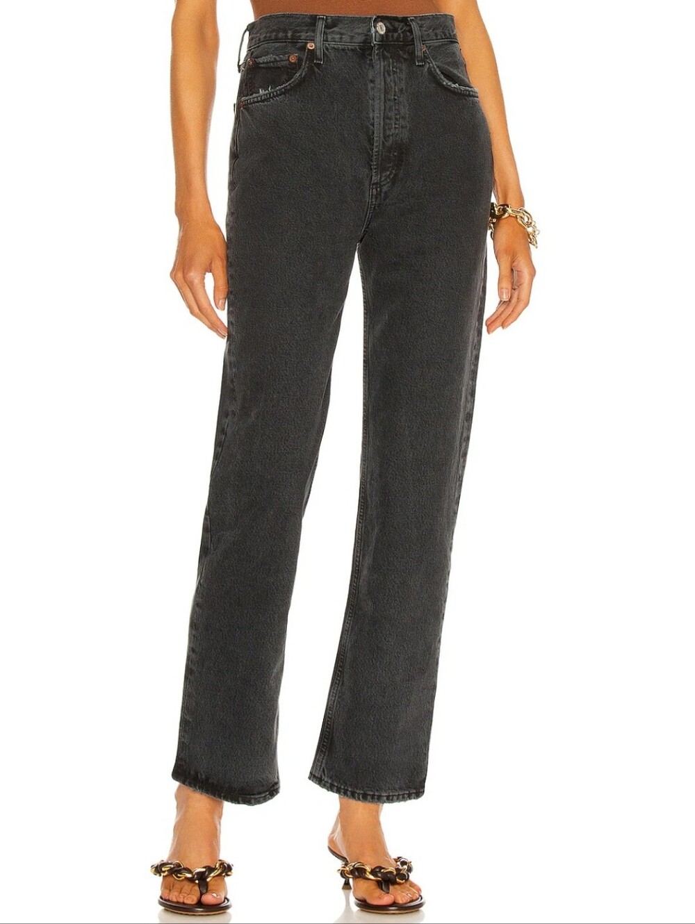 Agolde 90s Pinch Waist High Rise Straight - Size 27 - Black Tea